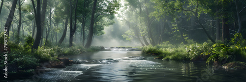 Tranquil River Scene Depicting a Flow Rate of Approximately 600 Cubic Feet Per Second photo