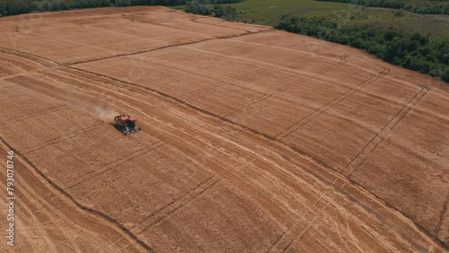 massey ferguson wheat harvest drone view photo