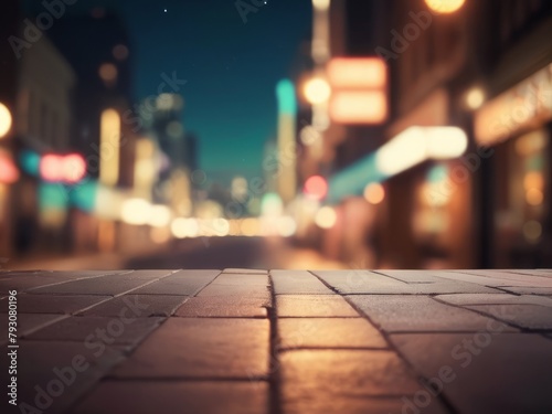 Abstract background with bokeh defocused lights of city