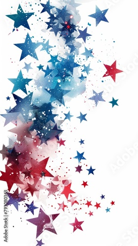 ﻿Vibrant, patriotic star bursts in red, blue, and white, U.S. Independence Day ads and social media. Modern, festive design.