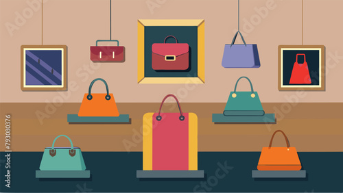 In one corner of the room a display of timeless and classic designer handbags catches the eye of a sophisticated shopper..