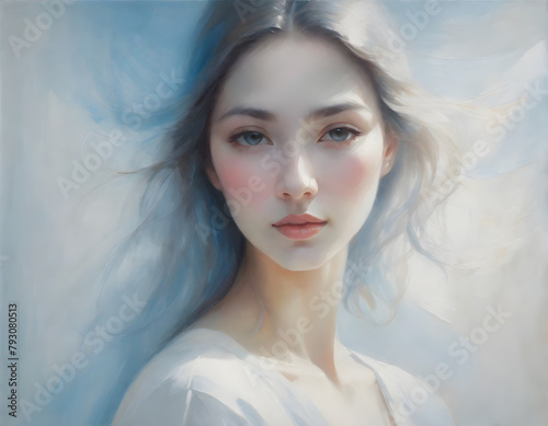 Blue Gaze: Portrait of a Beautiful Girl with Striking Blue Eyes