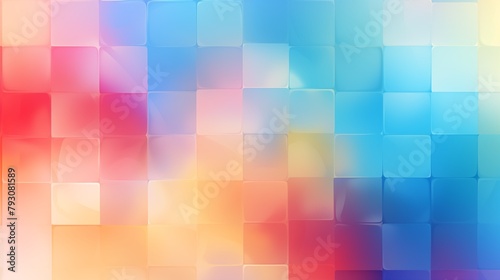 A vibrant digital mosaic with a smooth gradient of colorful blocks