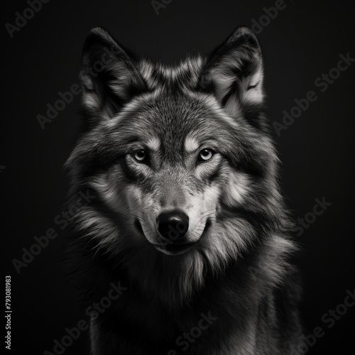 wolf 4k portrait high contrast hard lighting with dark background   reated with Generative Ai