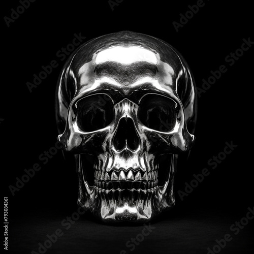 light skull 4k high contrast hard lighting black and white photography with dark background сreated with Generative Ai