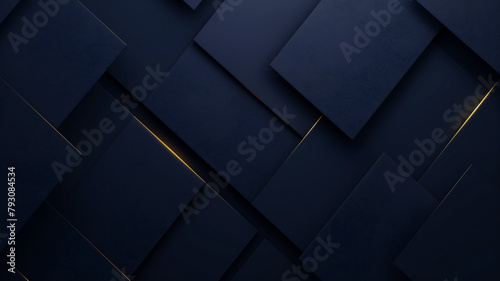 Abstract dark blue and gold rectangular background banner design angles