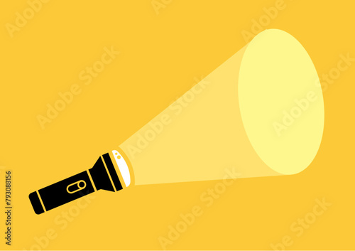 flashlight, beam of light - vector illustration