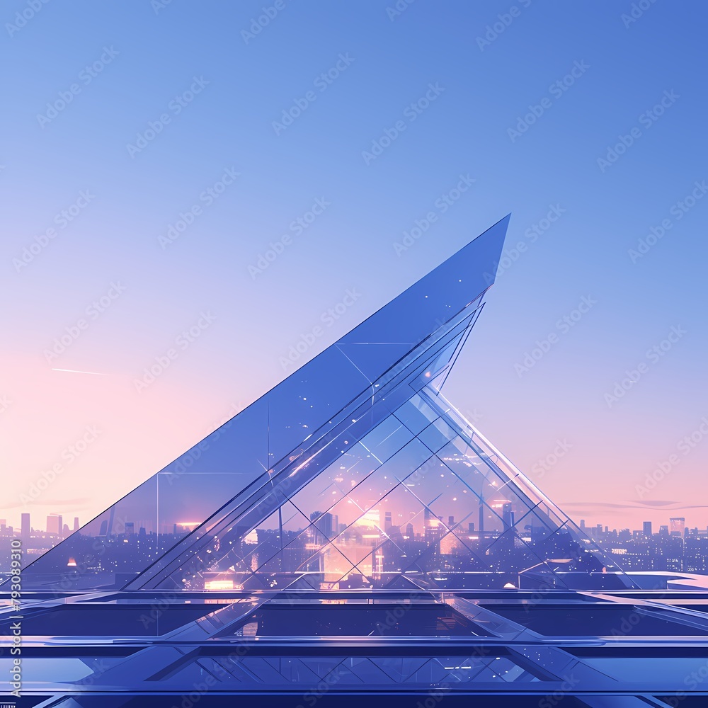 A Stunning View of a Modern Cityscape with the Illuminated Glass-walled Building as its Centerpiece during Sunrise or Sunset