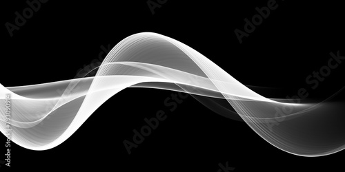 Abstract monochrome background, fluid thin lines forming curve, artistic white and black composition, graphic design element