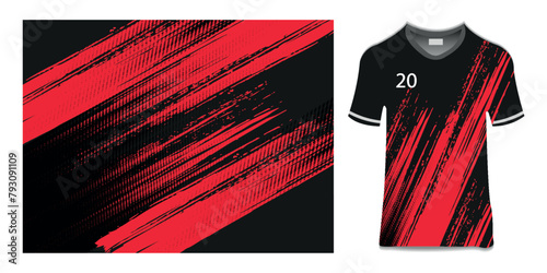 sublimation jersey design grunge brush red black halftone sporty modern racing abstract horror flashy lines motorsport car sticker livery game esport.eps10