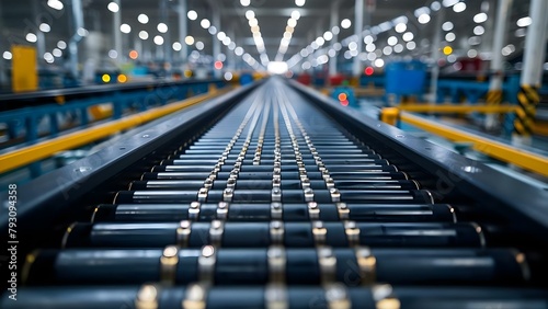 The Role of Conveyor Belts in Factory Operations and Their Impact on Production Growth, Economic Development, and Reshoring. Concept Manufacturing Efficiency, Industrial Automation photo
