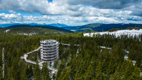 The "Pot med krošnjami" observation point on the Pohorje ridge offers breathtaking views of the surrounding forests and mountains of Slovenia