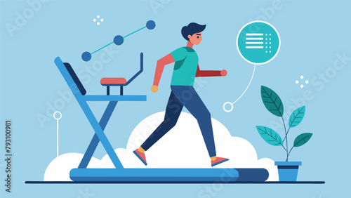 A person walking on a treadmill connected to a machine that is altering their genes to enhance their physical coordination and balance..