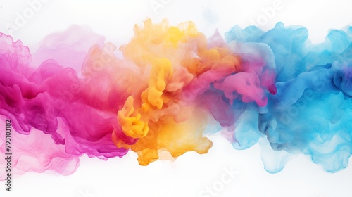 Vibrant pink, orange, and blue smoke blending into an abstract background