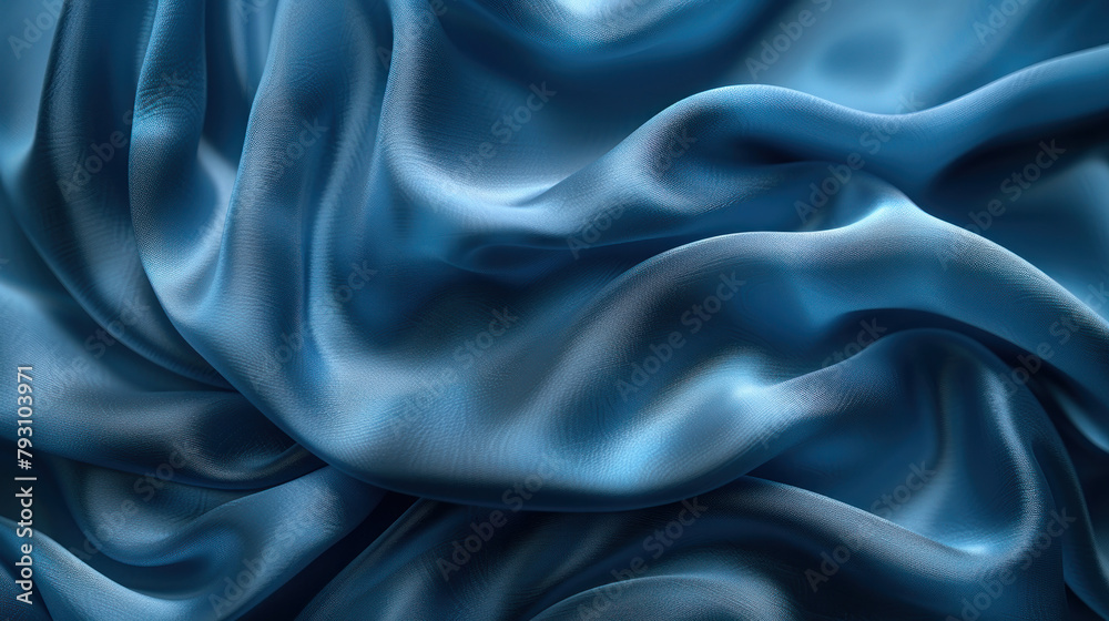 Close Up of Blue Silk Fabric Close Up of Blue Silk Fabric