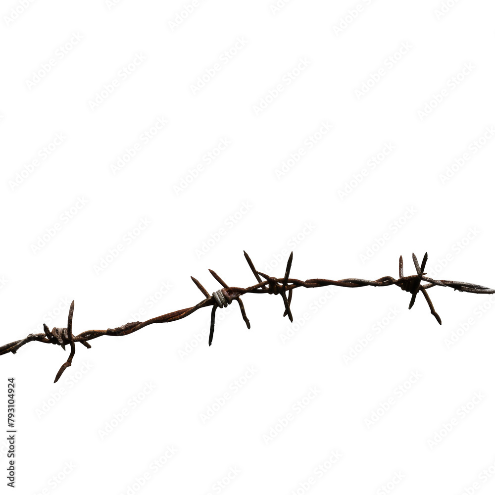 Barbed wire set against a transparent background Barbed wire set against a transparent background