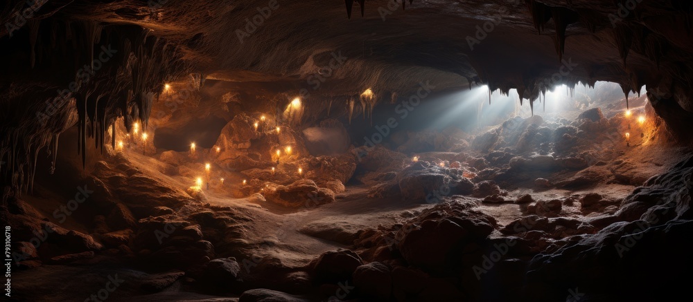 Light image in a cave.