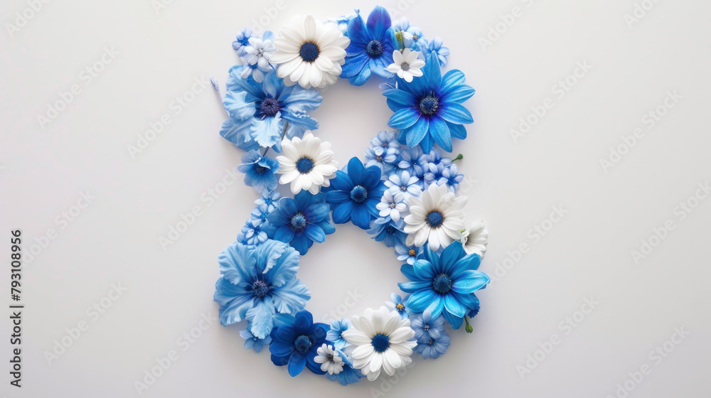 Number Eight Constructed From Blue and White Flowers Number Eight Constructed From Blue and White Flowers