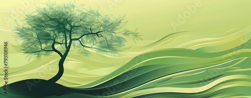 abstract green tree mountain hill landscape 