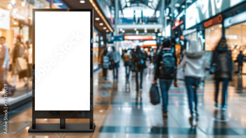 Roll up mockup poster stand in an shopping center