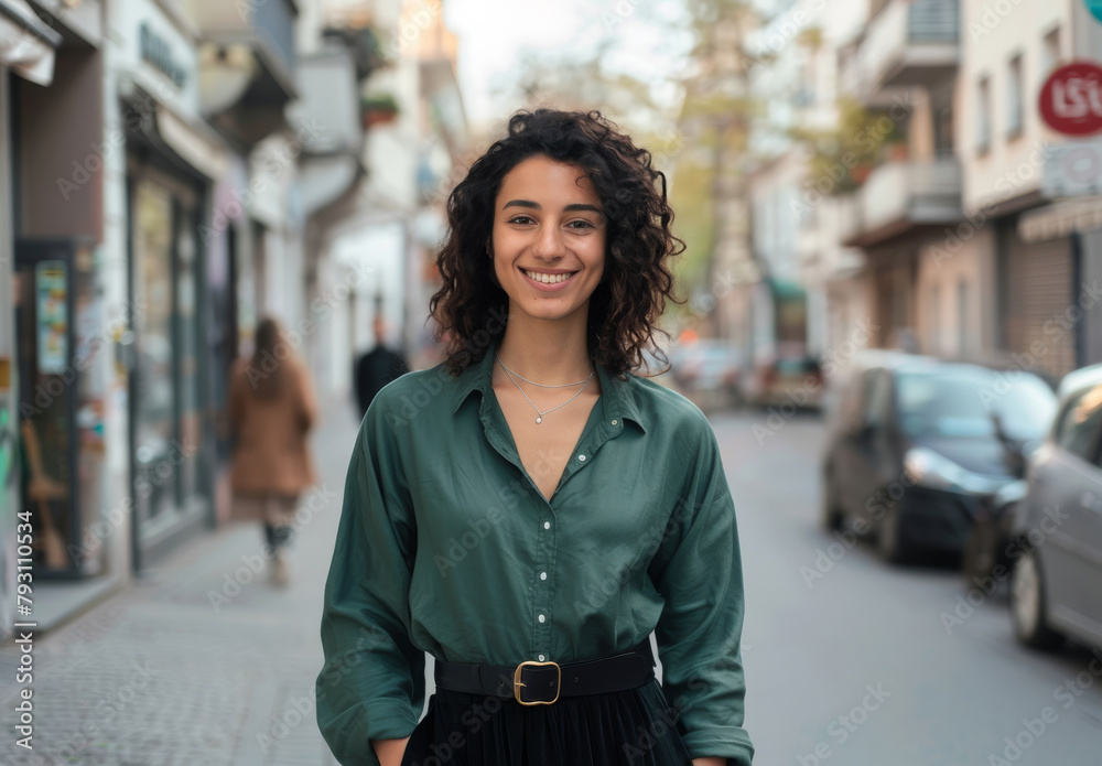 Buildings, travel and portrait of woman in city with smile for vacation, weekend journey and trip. Female person, happy and face with pride for holiday, confidence and tourism outdoors in Italy Buildings, travel and portrait of woman in city with smile for vacation, weekend journey and trip. Female person, happy and face with pride for holiday, confidence and tourism outdoors in Italy
