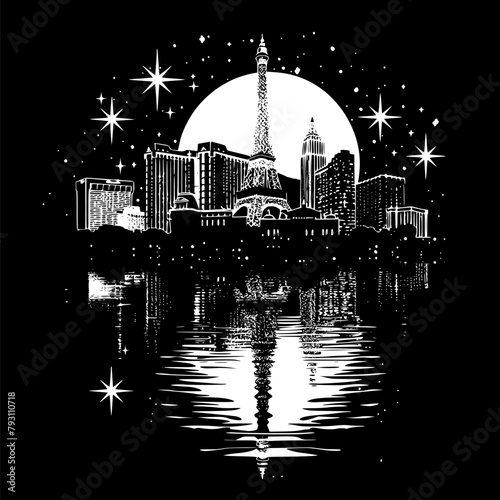 Minimal Illustration of Las Vegas, City Silhouette of Las Vegas