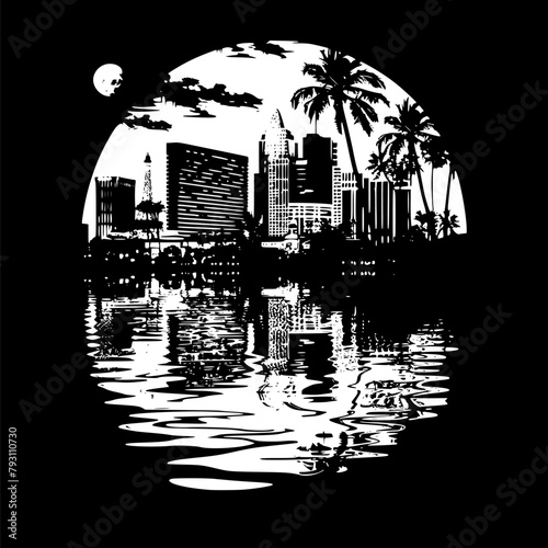 Minimal Illustration of Las Vegas, City Silhouette of Las Vegas