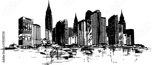 Urban Illustration of Las Vegas, Realistic Silhouette of Las Vegas Style Street Art