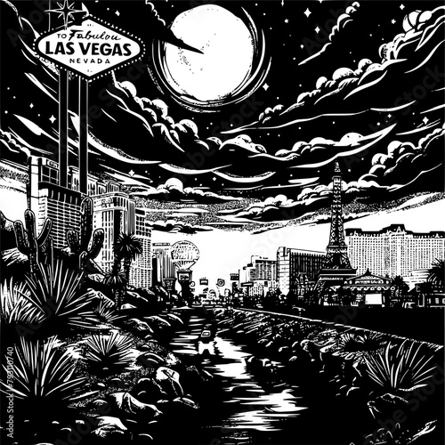 Poster Illustration of Las Vegas, Urban Art of Las Vegas