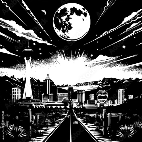Poster Illustration of Las Vegas, Urban Art of Las Vegas