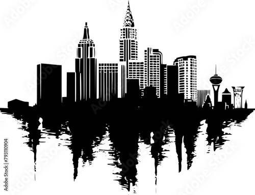 Las Vegas City Silhouette, Las Vegas Buildings Landscape