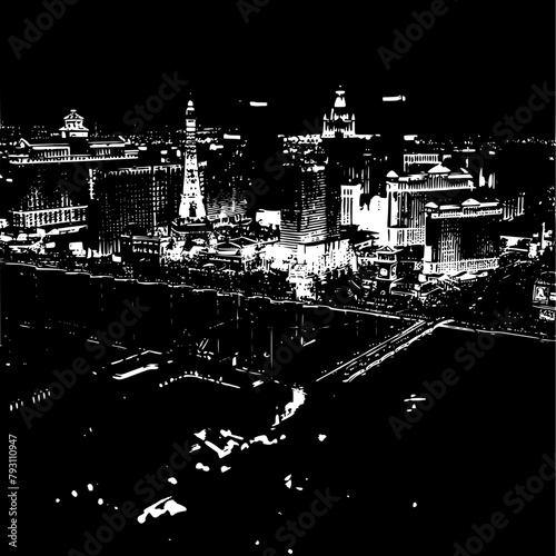 Architectural Details of Las Vegas, X-Ray Style View of Las Vegas