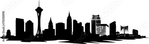 2D View of Las Vegas, Simple Silhouette Skyline of Las Vegas City