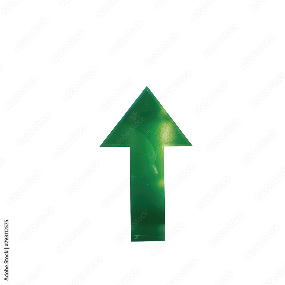 A green arrow pointing upwards displayed on a see through background A green arrow pointing upwards displayed on a see through background