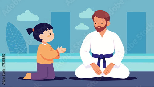 A student of martial arts pays careful attention to their senseis teachings on humility and community understanding the importance of serving