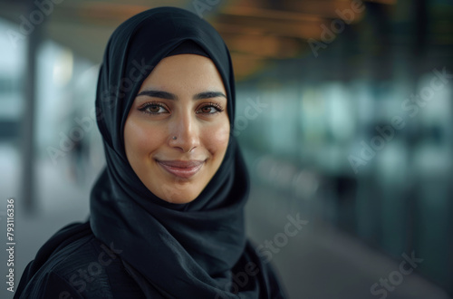 Muslim, portrait and business woman with hijab for confidence, smile and pride. Islamic, bookkeeper and female person from Iraq with head scarf for professional, employee growth or positive mindset © Peopleimages - AI