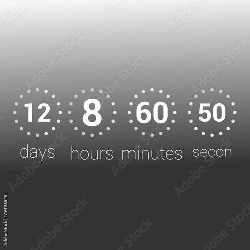 Days, hours, minutes, and seconds, together with a timer symbol that indicates how long until an event starts, are isolated on a gray background.