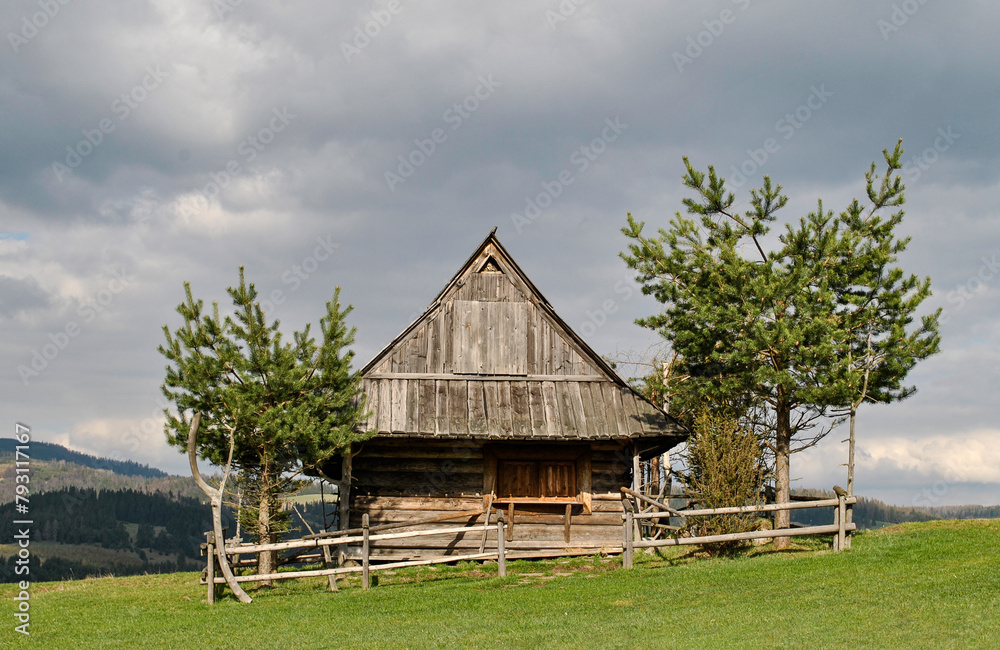 Obraz premium wooden cabin, hut in the mountains