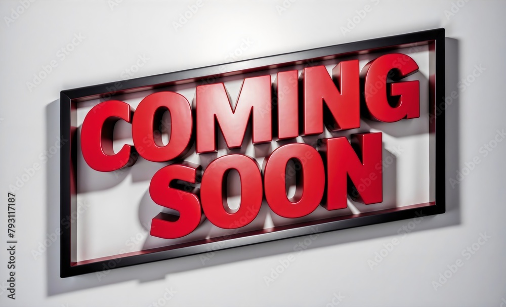 A glossy red sign with 3D A glossy red sign with 3D