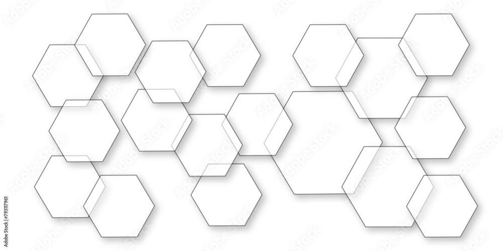 Abstract white background with hexagon and hexagonal background. Luxury white pattern with hexagons. abstract 3d hexagonal background with shadow. 3D futuristic abstract honeycomb mosaic background.