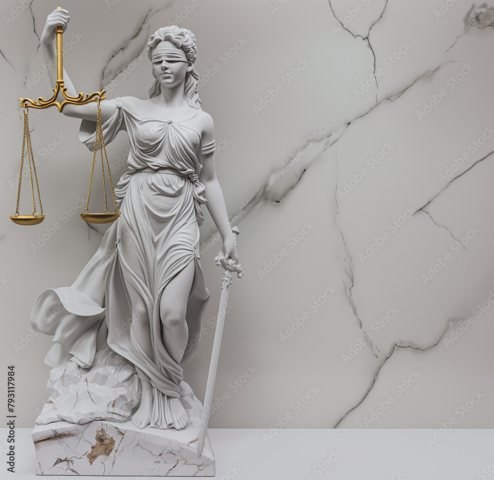 Obraz premium Figurka Temidy, bogini sprawiedliwości, prawa i wiecznego porządku. Temida. Lady Justice