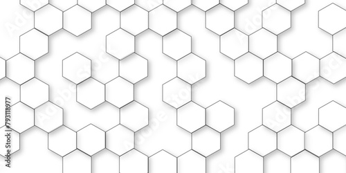 Abstract white background with hexagon and hexagonal background. Luxury white pattern with hexagons. abstract 3d hexagonal background with shadow. 3D futuristic abstract honeycomb mosaic background.