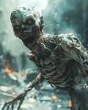 Immersive Virtual Reality Encounter with Nightmarish Undead Creature in Dark Survival Horror Environment