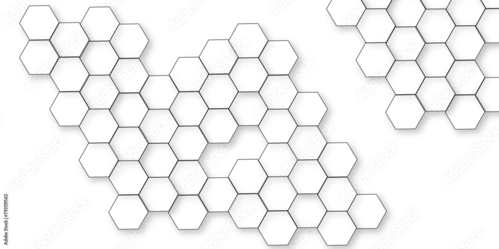 Abstract white background with hexagon and hexagonal background. Luxury white pattern with hexagons. abstract 3d hexagonal background with shadow. 3D futuristic abstract honeycomb mosaic background.
