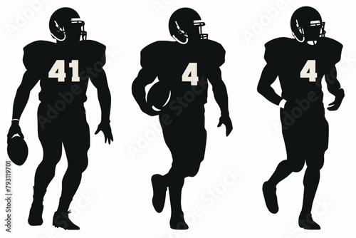 American Football Player Silhouette vector pack various pose set