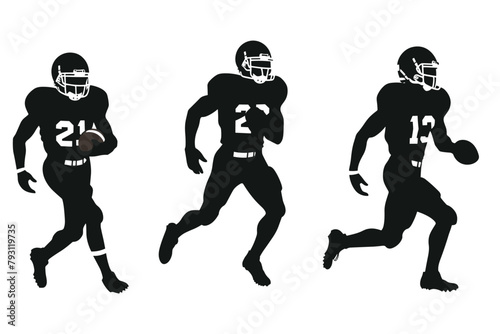 American Football Player Silhouette vector pack various pose set
