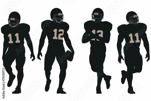 American Football Player Silhouette vector pack various pose set