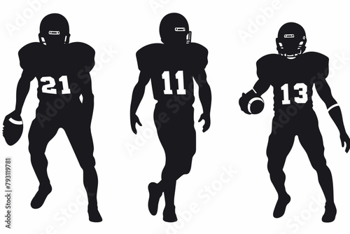 American Football Player Silhouette vector pack various pose set