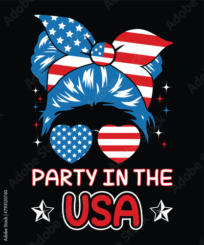 Party In the USA  Happy 4th Of July shirt print template typography design for art