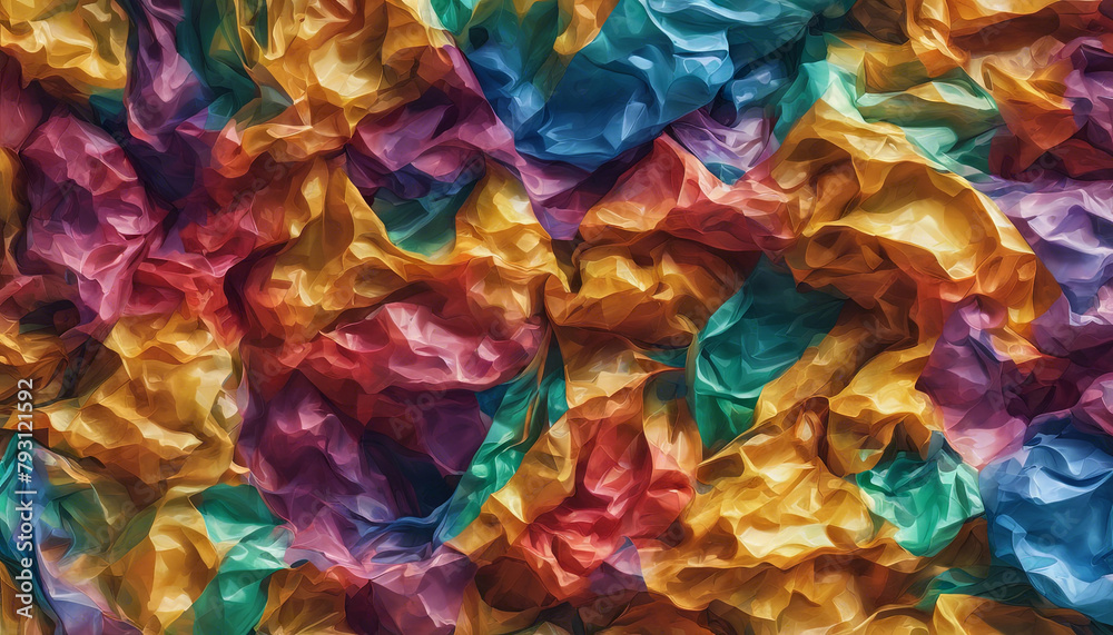 Colorful crumpled plastic textures in abstract pat. Colorful crumpled plastic textures in abstract pat.